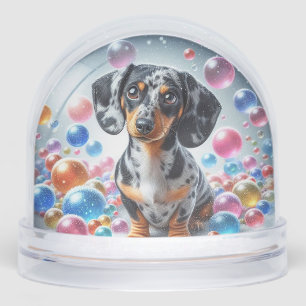 DAPPLE DACHSHUND SNOW GLOBE