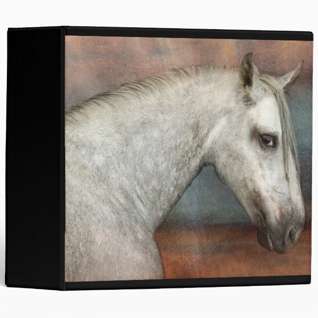 Dapple Gray Andalusian Horse Portrait 3 Ring Binder (Front/Spine)
