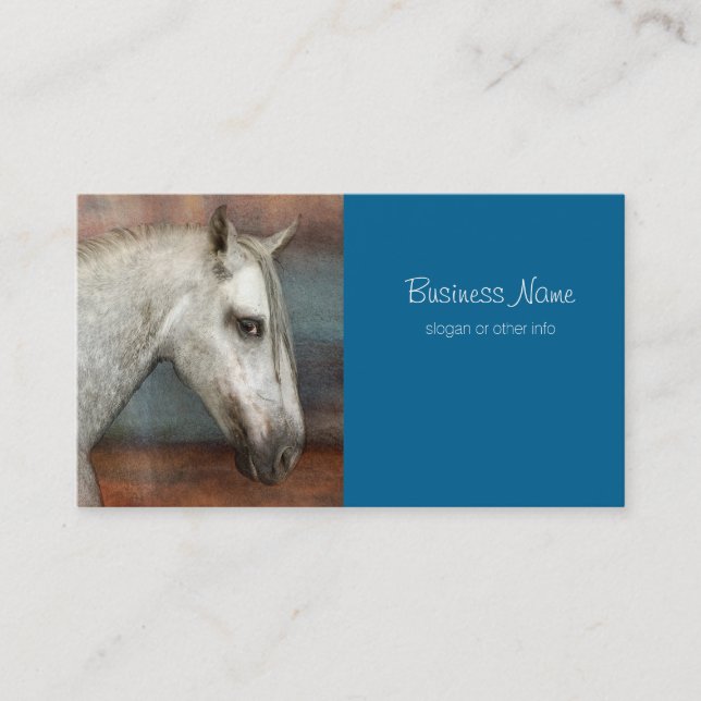 Dapple Gray Andalusian Horse Portrait Business Card (Front)