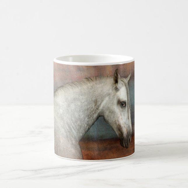 Dapple Gray Andalusian Horse Portrait Coffee Mug (Center)