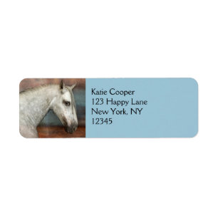 Dapple Gray Andalusian Horse Portrait Label