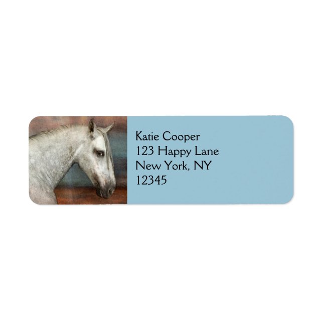 Dapple Gray Andalusian Horse Portrait Label (Front)