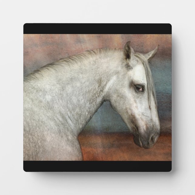 Dapple Gray Andalusian Horse Portrait Plaque (Front)