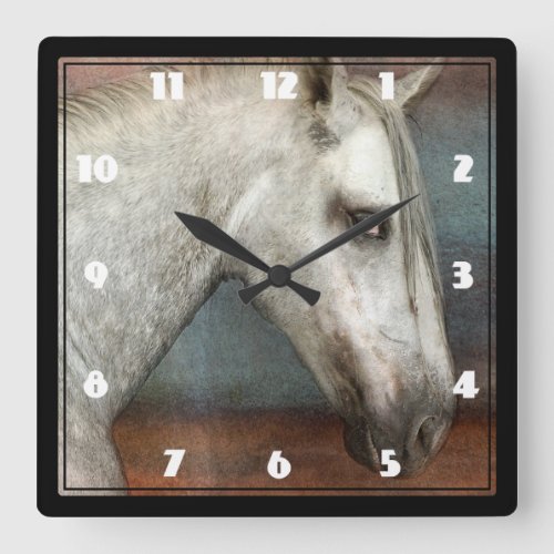 Dapple Gray Andalusian Horse Portrait Square Wall Clock