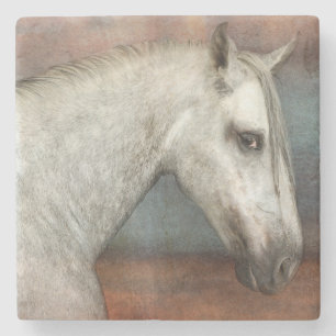 Dapple Gray Andalusian Horse Portrait Stone Coaster