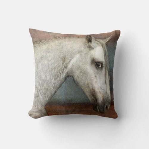 Dapple Gray Andalusian Horse Portrait Throw Pillow