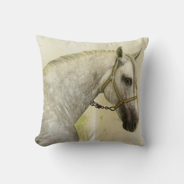 Dapple Gray Andalusian Horse Throw Pillow (Front)