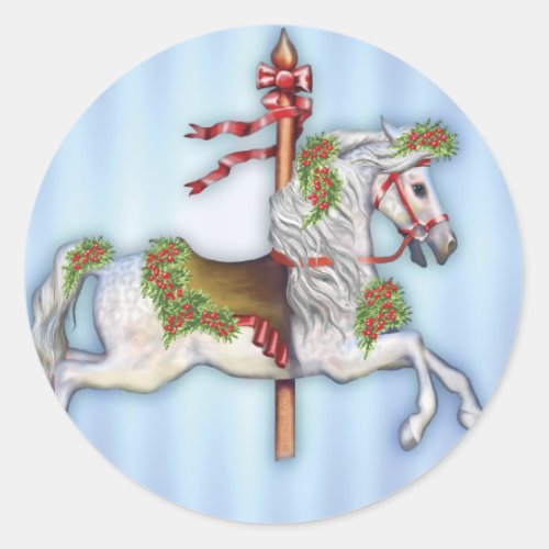 Dapple Gray Carousel Horse Classic Round Sticker