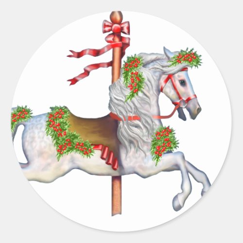 Dapple Gray Carousel Horse Classic Round Sticker