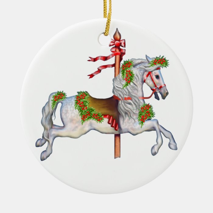 Dapple Gray Carousel Horse Clear Ornaments