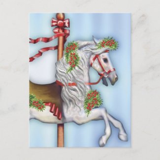 Dapple Gray Carousel Horse Postcard