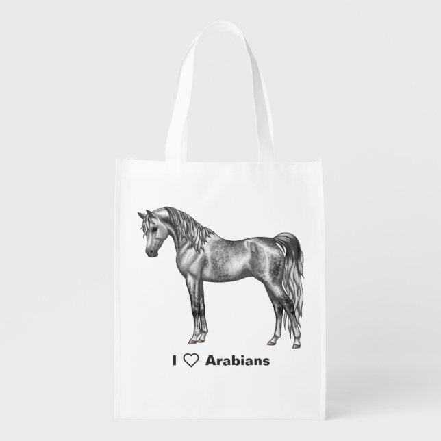 Dapple Gray Egyptian Arabian Horse Grocery Bag (Front)