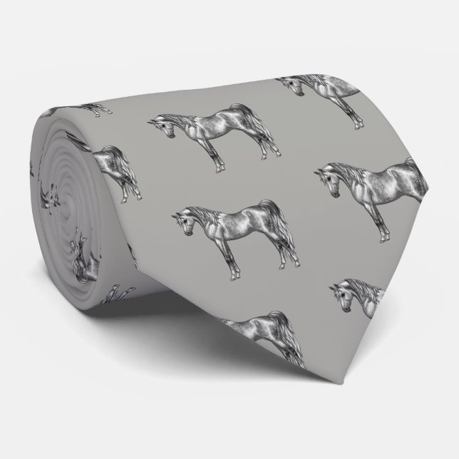 Dapple Gray Egyptian Arabian Horse Tie (Rolled)