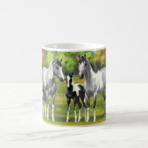 Dapple Gray Pinto Paint Horses In Summer Pasture Coffee Mug