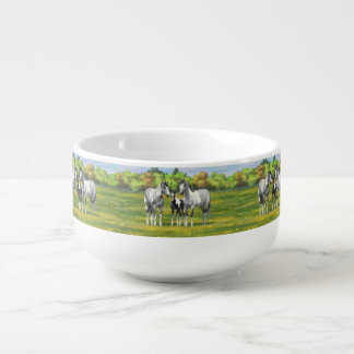 Dapple Gray Pinto Paint Horses In Summer Pasture Soup Mug