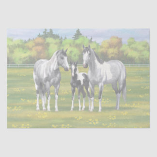 Dapple Gray Pinto Paint Horses In Summer Pasture Tissue Paper