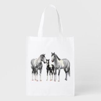 Dapple Gray Pinto Paint Quarter Horses Grocery Bag