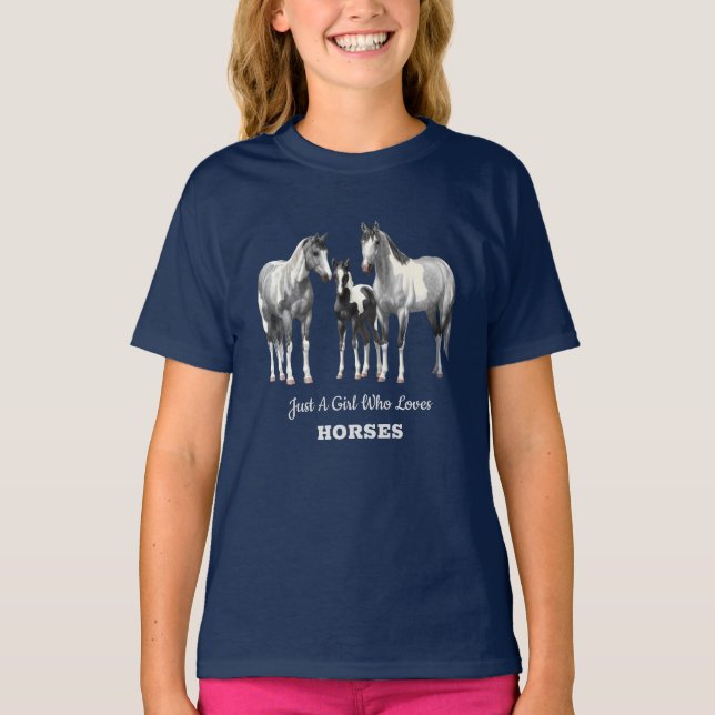 Dapple Gray Pinto Paint Quarter Horses T-Shirt (Front)