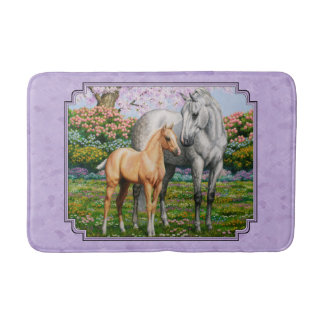 Dapple Gray Quarter Horse Mare Palomino Foal Bath Mat
