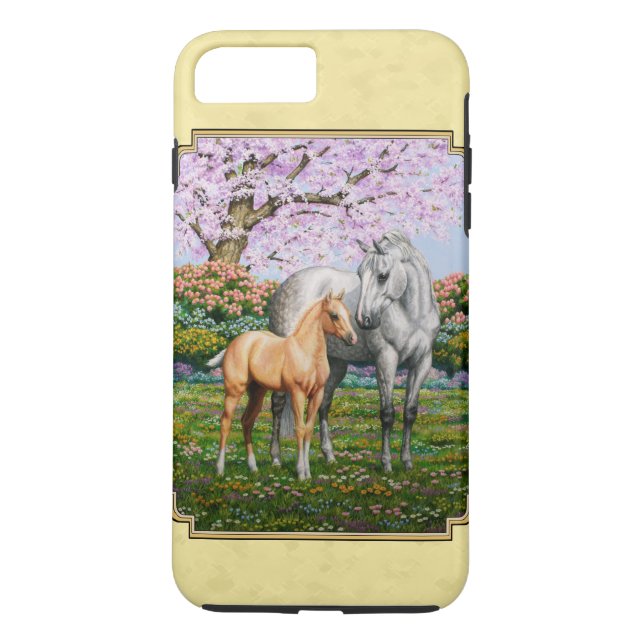 Dapple Gray Quarter Horse Mare Palomino Foal Case-Mate iPhone Case (Back)