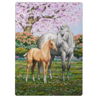 Dapple Gray Quarter Horse Mare Palomino Foal Clipboard