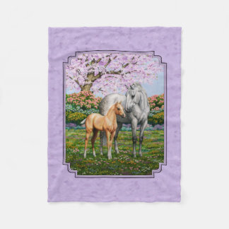 Dapple Gray Quarter Horse Mare Palomino Foal Fleece Blanket