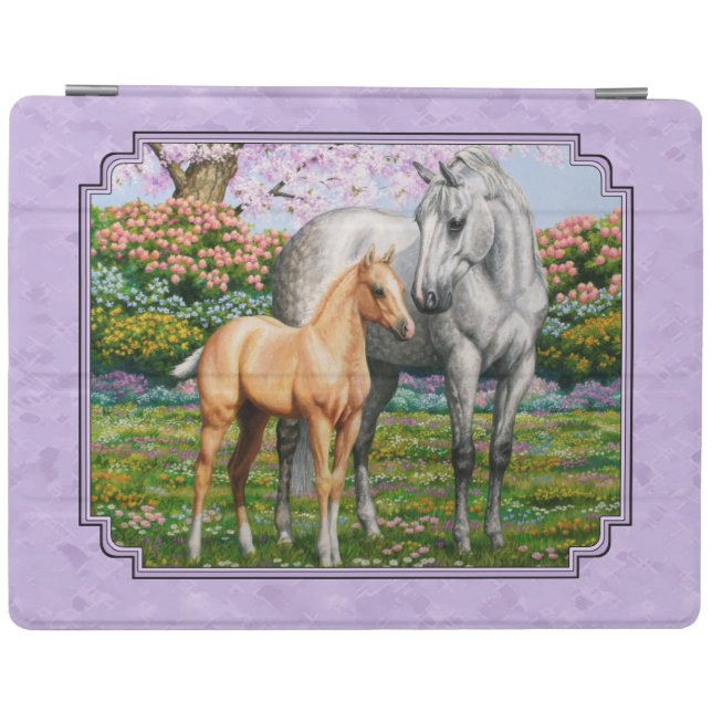 Dapple Gray Quarter Horse Mare Palomino Foal iPad Smart Cover (Horizontal)