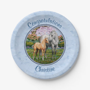 Dapple Gray Quarter Horse Mare Palomino Foal Paper Plates
