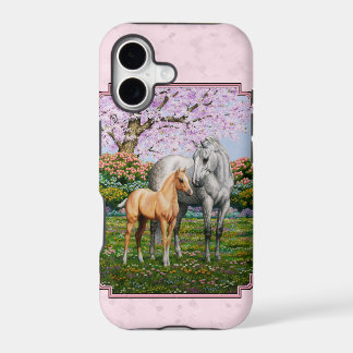 Dapple Gray Quarter Horse Mare Palomino Foal Pink iPhone 17 Case