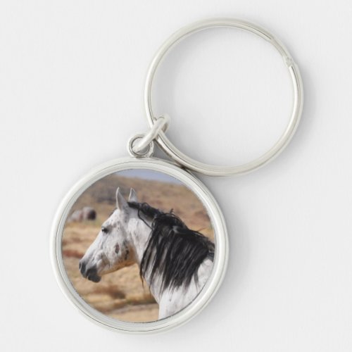 Dapple Gray Wild Horse on Utah Range Keychain