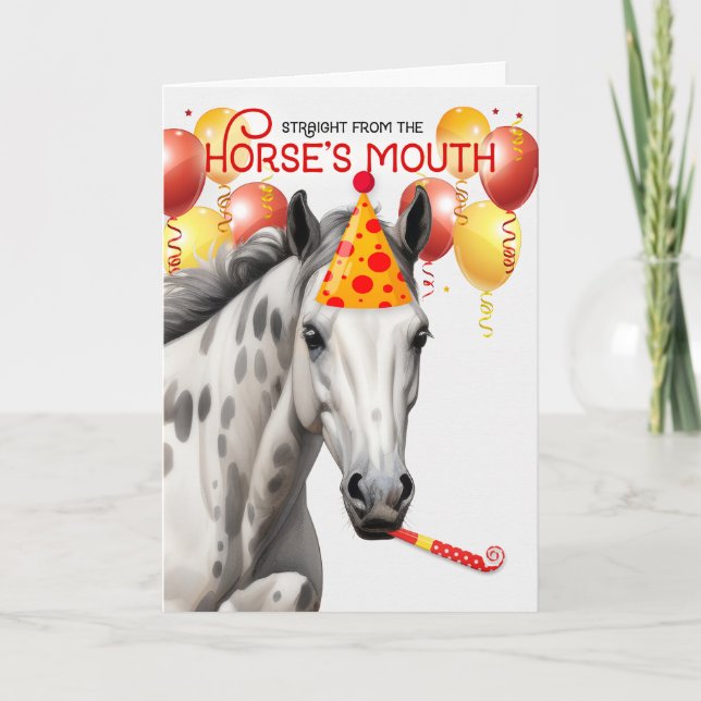 Dapple Grey Arabian Horse Funny Birthday Card (Front)