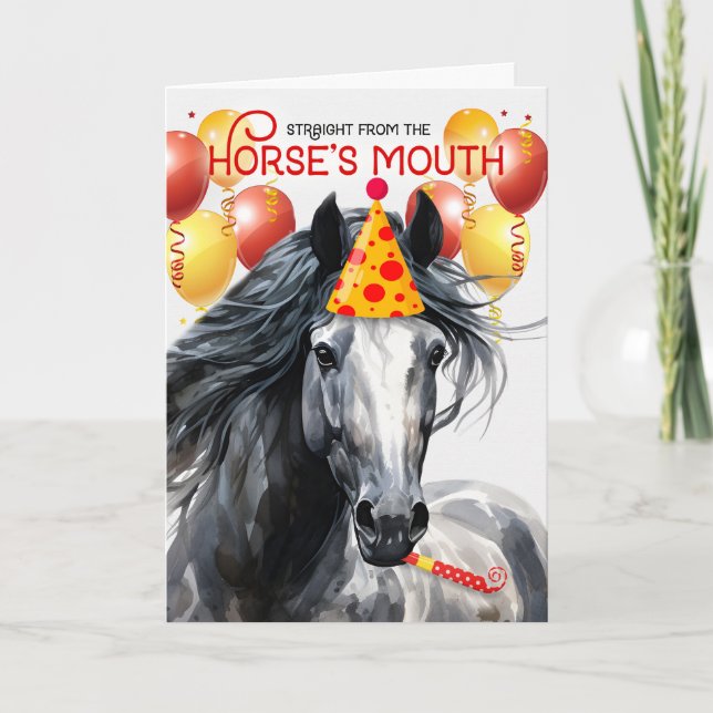 Dapple Grey  Horse Funny Birthday Card (Front)