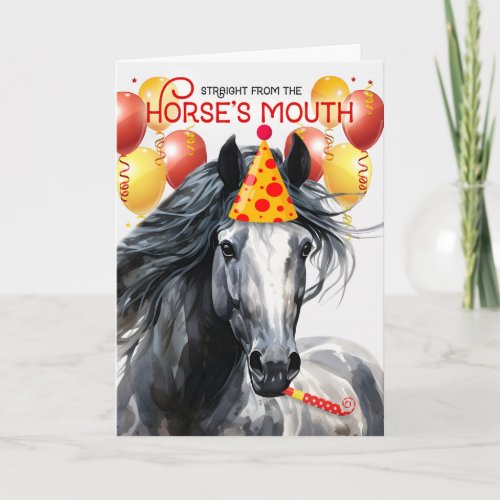 Dapple Grey  Horse Funny Birthday Card