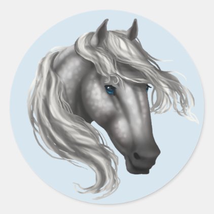 Dapple Grey Horse Head Classic Round Sticker