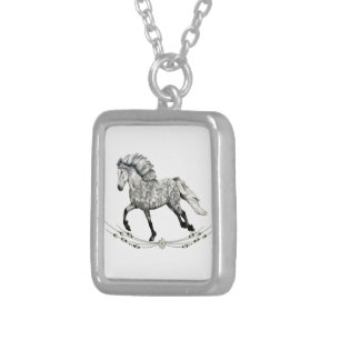 Dapple Grey Icelandic Mare   Grá Silver Plated Necklace