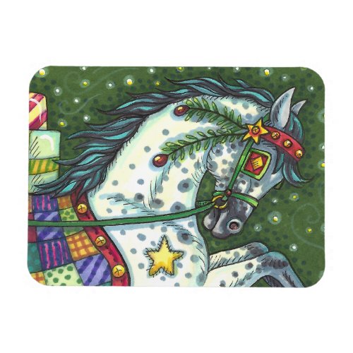 DAPPLE GREY IN A ONE HORSE OPEN SLEIGH COLORFUL MAGNET