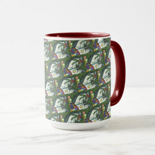 DAPPLE GREY IN A ONE HORSE OPEN SLEIGH, COLORFUL MUG