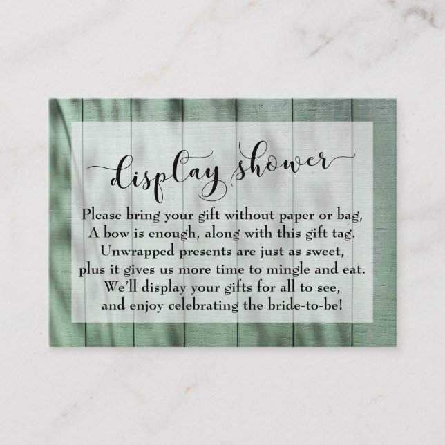 Dappled Green Wood No Wrap Bridal Shower Card (Front)