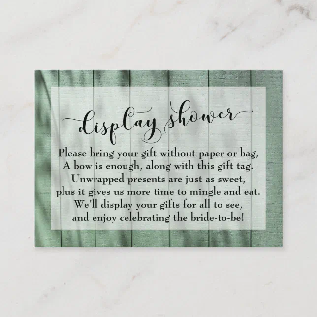 Dappled Green Wood No Wrap Bridal Shower Card Zazzle