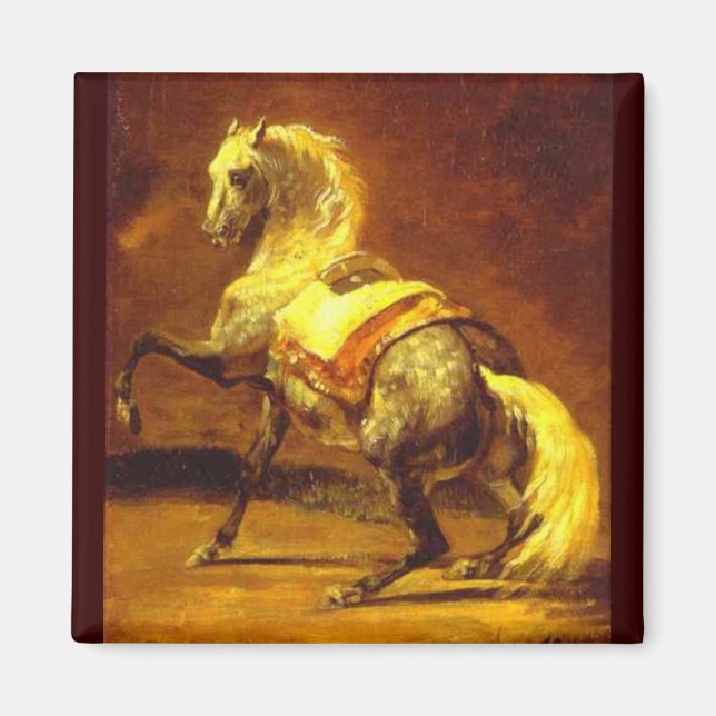DAPPLED GREY HORSE , Gold Yellow Brown Magnet (Front)