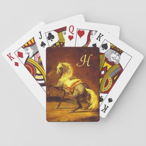 DAPPLED GREY HORSE Gold Yellow Brown Monogram Playing Cards
