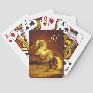 DAPPLED GREY HORSE Gold Yellow Brown Monogram Poker Cards