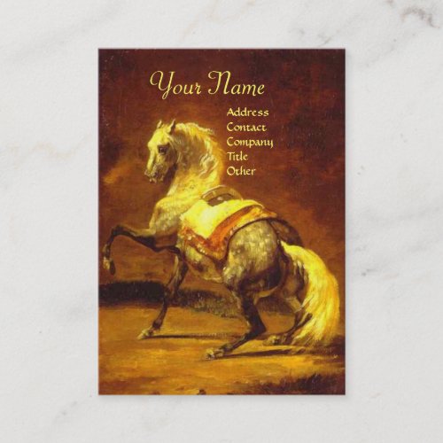 DAPPLED GREY HORSE Monogram Black Business Card