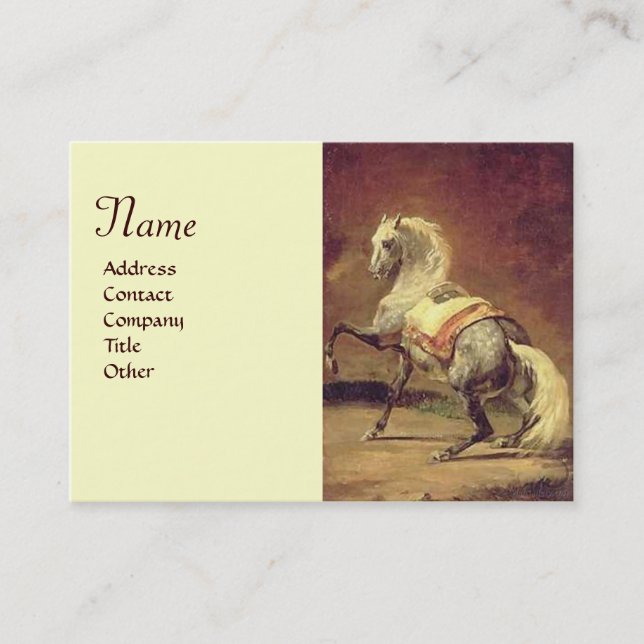 DAPPLED GREY HORSE Monogram Cream Business Card (Front)