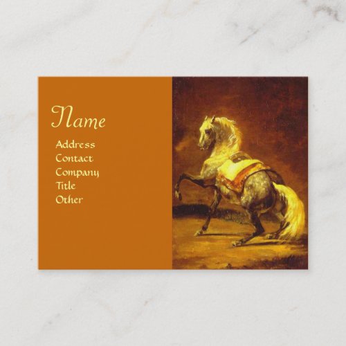 DAPPLED GREY HORSE Monogram Cream Pearl Paper Business Card