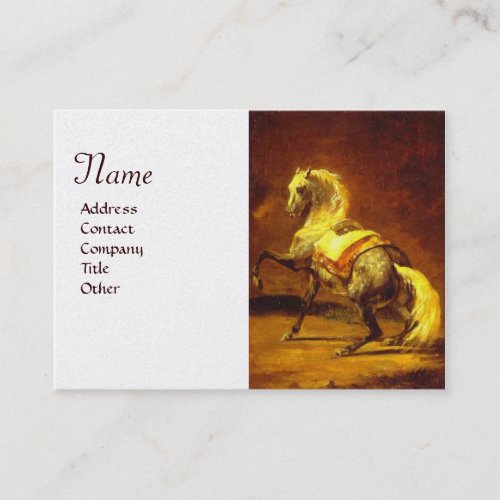 DAPPLED GREY HORSE Monogram White Pearl Paper Business Card