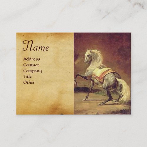 DAPPLED GREY HORSE Parchment Monogram Business Card