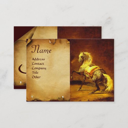 DAPPLED GREY HORSE Parchment Monogram Business Card