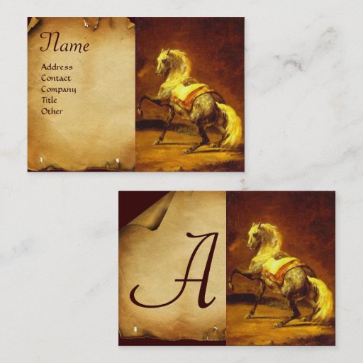 Customizable DAPPLED GREY HORSE Parchment Monogram Business Cards