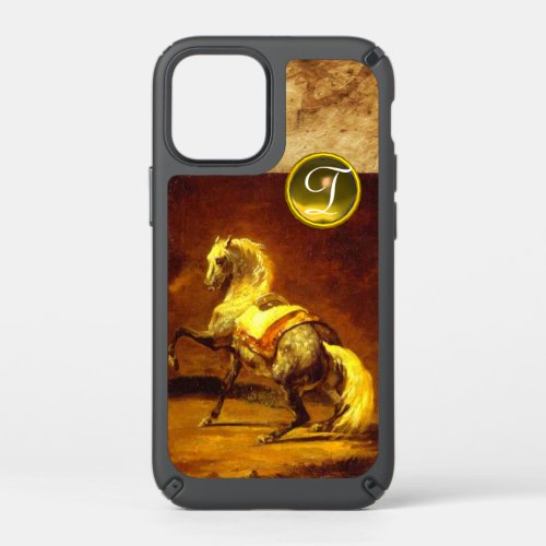 DAPPLED GREY HORSE Parchment Yellow Topaz Monogram Speck iPhone 12 Mini Case